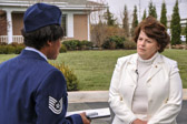 Gold Star Mother President Molly Morel explaining what this Fisher House means to her since the death of her son, Captain Brent L. Morel of 1st Recon Bn. Marine for combat actions April 7, 2004, during the first offensive in Fallujah as part of Operation Iraqi Freedom.