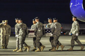Dignified transfer officer orders “Present, Arms” (slow movement salute)