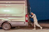 Final Steps.  Mortuary vehicle driver starts engine, and Security Forces vehicle moves into escort position in front.  <br /><br />Transfer vehicle begins to pull away.  Dignified transfer officer orders final “Present, Arms” and “Order, Arms” (slow salute) as vehicle departs