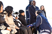 Daughter Joan Harrison  was presented the flag of Our Country.