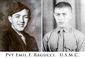 In November 1943, Ragucci was assigned to Company E, 2nd Battalion, 2nd Marine Regiment, 2nd Marine Division, which landed against stiff Japanese resistance on the small island of Betio in the Tarawa Atoll of the Gilbert Islands, in an attempt to secure the island. Over several days of intense fighting at Tarawa, approximately 1,000 Marines and Sailors were killed and more than 2,000 were wounded, but the Japanese were virtually annihilated. Ragucci died on the first day of the battle, Nov. 20, 1943.