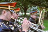 The band plays before the start of the program leading up to wreath laying ceremonies at the Tomb of The Unknowns.