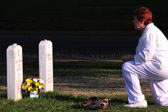 American Gold Star Mother visiting with her son in Section 60 of Arlington National Cemetery