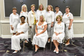 Sitting L-R: Mona Gunn, National 2nd Vice-President; Sue Pollard, National President; Becky Christmas, National 1st Vice-President<br /><br />Standing L-R:  Jo Ann Maitland, National Service Officer, Lorna Harris, Sergeant-at-Arms;  Vickie Castro, National Treasurer; Sarah Taylor, National Banner Guard; Cathy Mullins, National Chaplain, Cindy Tatum, National Secretary; Carol Resh, National Flag Guard