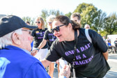 An “Honor Flight” was also visiting the  World War II Memorial and Gold Star Mother Betty Zimmerman said hello and thank you to WWII veteran.