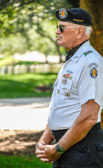 Vietnam Veteran Ray Stankus listening to General Milley's remarks.