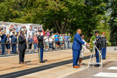 The wreath is placed at the Tomb Of The Unknowns by American Gold Star Mothers National President Mona Gunn accompanied by her son Anton.