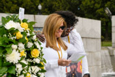 Former Nation President Cindy Chip and Gold Star Mom Sandra C. Johnson at the World War II Memorial.