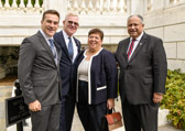 Major General Peter M. Aylward (USA Ret) with his Son and the 78th Secretary of the Navy Carlos Del Toro and his wife.
