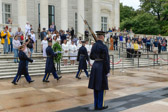 The Gold Star Mothers wreath is brought into the walk area along with the bugler