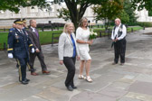 Hollyanne Milley walks with National President Pam Stemple to the Mother’s Tree.