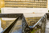 The infinity edge of the pool allows a thin layer of water to continually flow smoothly and evenly over three sides before it is recycled back into the pool. Both the reflecting pool and fountain reflect the beauty and artistry of the Memorial back at us.
