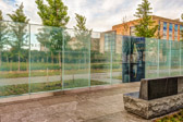 Some are on the inside and appear hauntingly translucent. As a result of the laminating process, the Memorial's panels are strong enough to withstand hurricane force winds without bending or breaking. Each panel weighs about 1,800 pounds.