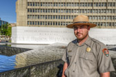 James Pierce a Disabled for Life Veteran, now works full time for the National Mall and Memorial Parks as a Volunteer Coordinator. James is coming from Operation Guardian where they take wounded service members and place them into the park service nation wide.<br /><br />October 1, 2012 S/Sgt. James Pierce was hit by a suicide bomber in Khost Providence Afghanistan. The blast killed three of his team members and he is one of three survivors. They were doing a dismounted patrol at the time of the attack.