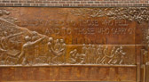 The finished product is an immense sculpture which traces the timeline of the attacks from the impact of the planes to the completion of recovery efforts at the Site. Chief Meyers worked with the artists from Rambusch Studios to advise them during the production. Each firefighter and piece of equipment is fashioned to represent all firefighters. No one is singled out. Even a ladder company in the background is emblazoned with “343” on the rig where the company number would be. It is this strict attention to detail that makes this memorial a truly awe-inspiring piece.