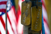 The combat Memorial is comprised of the Kevlar (helmet), boots, inverted rifle and dog tags of the service member who was killed in action. It is a very powerful emotional moment—one that no one who has served in battle will ever forget.