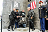Don Smolenski, Philadelphia E A G L E S  Club President, Lt. Col. Len Gratteri, Philadelphia Mayor Jim Kenney and Congressman Bob Brady unveiled this meaningful memorial before the Philadelphia E A G L E S  "Salute to Service" Game vs Atlanta Falcons