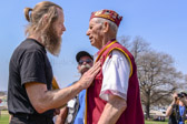 Bob Bergdahl with his right hand on the heart & Bronze Star of former WW II POW Carmel Whetzel