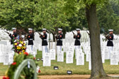 The 21-gun salute is actually an honor guard team firing three volleys from rifles. This tradition comes from traditional battle ceasefires where each side would clear the dead. The firing of three volleys indicated the dead were cleared and properly cared for.