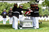 Military honors follow a certain sequence dictated by tradition and protocol. Three rifle volleys are fired, followed by the sounding of Taps. The flag is then folded and presented to the Next-of-Kin.
