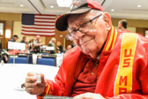 Was honored to give Purple Heart recipient Tarawa Marine “Dick” Otte some sand from my 'History Flight' recovery mission, February 2016