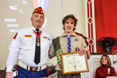 George Whartnaby, Upper Darby Marine Corps League Detachment #884 presents the Good Citizenship Award to Brian David Miller.