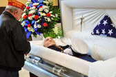 Upper Darby Marine Corps League Detachment #884 Chaplin Carmine Laino saying good bye to Sarge