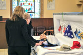Dorothy Barnes says good bye to Sargent Major Alfred L. DeSerio