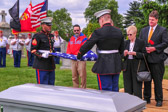 The first fold of our Flag is a symbol of life.<br /> The second fold is a symbol of our belief in eternal life. <br />The third fold is made in honor and remembrance of the<br />veterans departing our ranks who gave a portion of<br />their lives for the defense of our<br />country to attain peace throughout the world. <br />The fourth fold represents our weaker nature, for as<br />American citizens trusting, it is to Him we turn in<br />times of peace as well as in time of war for His<br />divine guidance.