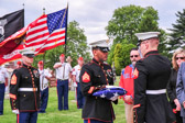 When the Flag is completely folded, the stars are<br />uppermost reminding us of our Nation's motto, "In God <br />We Trust." After the Flag is completely folded and <br />tucked in, it takes on the appearance of a cocked hat, <br />ever reminding us of the soldiers who served under <br />General George Washington, and the Sailors and Marines<br />who served under Captain John Paul Jones, who were<br />followed by their comrades and shipmates in the Armed <br />Forces of the United States, preserving for us the<br />rights, privileges, and freedoms we enjoy today.