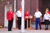 At the podium Master of Ceremonies Les Rouse, Marine Corps League of Pennsylvania, Inc, Delaware County Detachment