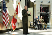 Major General James W. Lukeman speaking about civilian Mark Noah, executive director of 'History Flight' and their tireless efforts to connect families with their missing loved ones and restore the dignity of the individual person who died in the line of duty for our country.