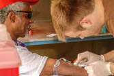 A full range of services are available on site. Some of the services are, Photo ID cards from the VAROIC, showers, barbers, clothing, meals, chaplain services with Chapel, VA benefits, counselors, workshops (PTSD, substance abuse), foot care, legal assistance, entertainment, transportation to and from Stand Down. There are also medical and mental health services provided, i.e., physicians (24 hours), mental health team (24 hours), B/P screening, TB testing, podiatry, ophthalmology, massage therapy, mental health evaluations, PTSD counselors, psychologist (24 hours), physical examinations, blood testing, emergency x-rays, dental, chiropractic care, emergency crash cart, crisis intervention, AA/NA counselors.