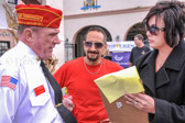 J.R. Robinson of the Gen. Smedley D. Butler detachment explaining what Operation First Response means to him, while <br />Nick Constantino looks on.