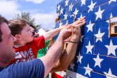 Walkers were give a piece of an American flag that was built upon completion of their two mile walk.