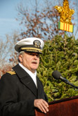Navy Capt. Eugene Smallwood Jr. addresses the audience with his Christmas message to all Veterans.