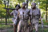 Noted sculptor Jay Hall Carpenter, Hart's assistant on the project, explains the sculpture was positioned especially for that effect: "We carried a full-size mockup of the soldiers around the memorial site trying many locations until we hit upon the perfect spot. It was here that the sculpture appeared to be looking over a sea of the fallen."