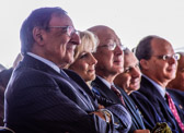 Notice the black engraved bracelet that Secretary of Defense Leon E. Panetta is wearing in honor of Spc. Christopher D. Horton 26, of Collinsville, OK; assigned to 1st Battalion, 279 Infantry Regiment, 45th Infantry Brigade Combat Team, Oklahoma National Guard, Tulsa, OK; died on September 9, 2011 in Zurmat district. Paktya province, Afghanistan, of wounds suffered when enemy forces attacked his unit with small-arms fire
